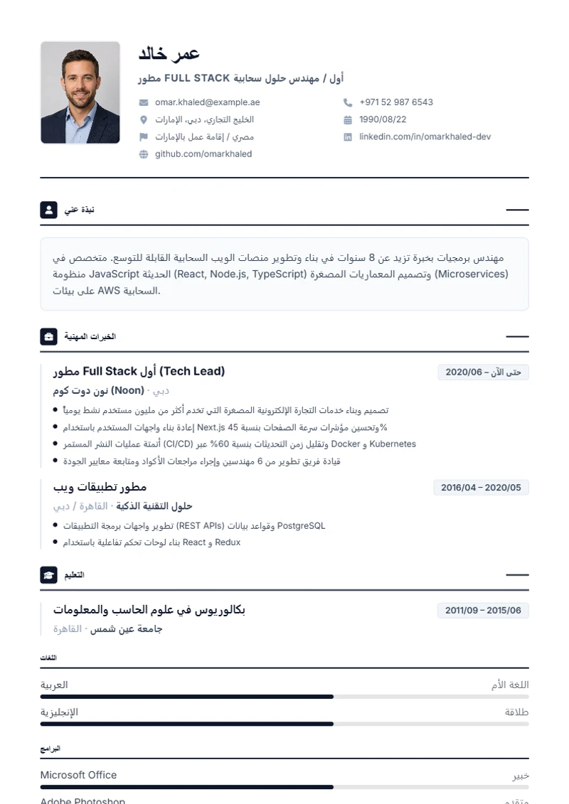 نموذج سيرة ذاتية Professional، تصميم وفق معايير DIN 5008