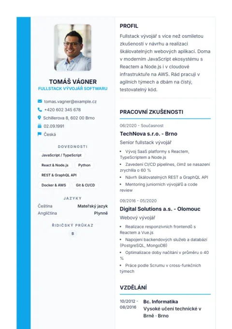 Lebenslauf-Vorlage Sidebar Pro