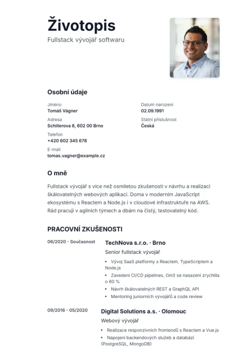 Lebenslauf-Vorlage Sidebar