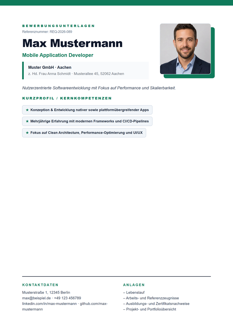 Deckblatt Vorlage Creative für Bewerbung