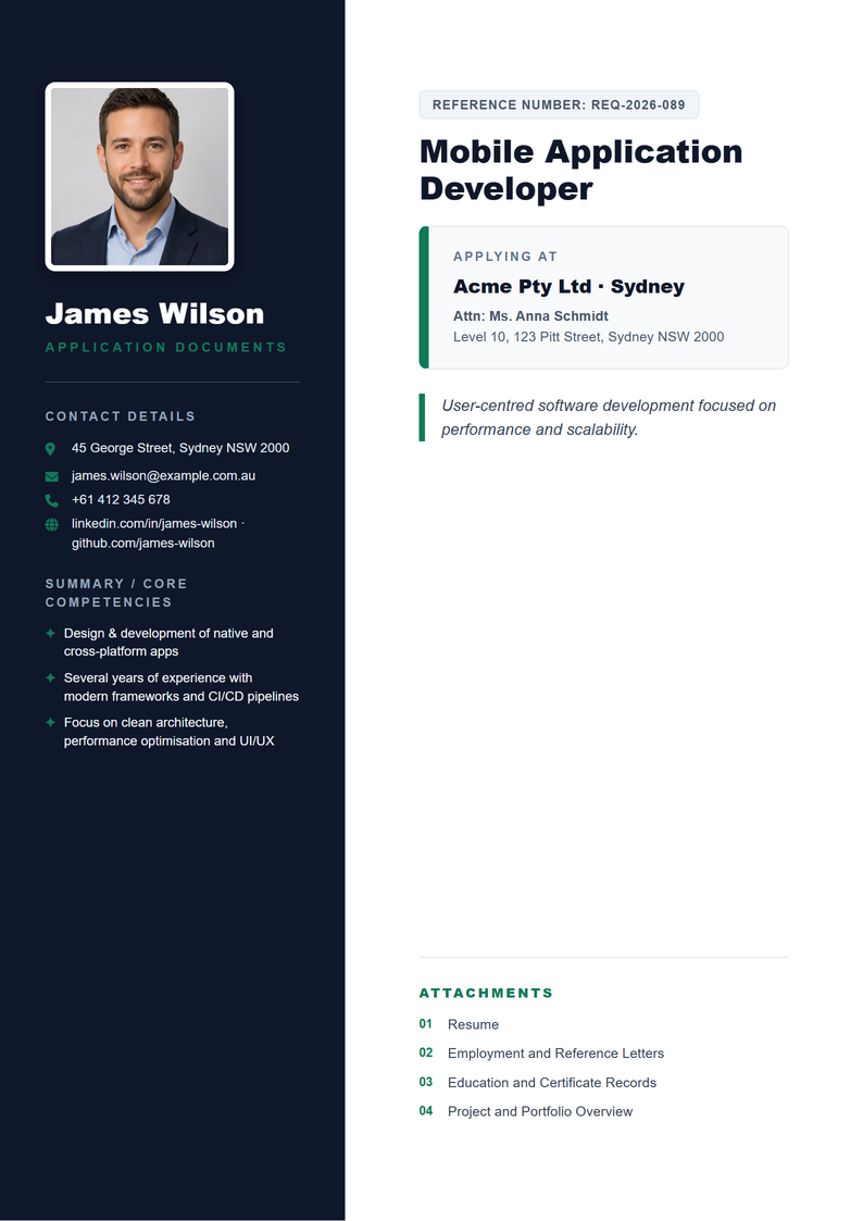 Cover page template Split for your Australian application