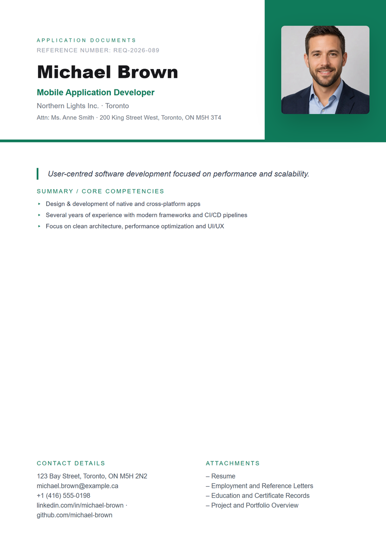 Cover page template Modern for your Canadian application