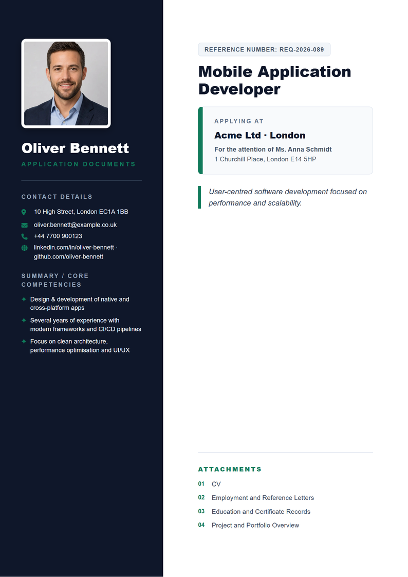 Cover page template Split for your UK application