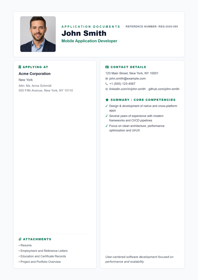 Cover page template Compact for your US application