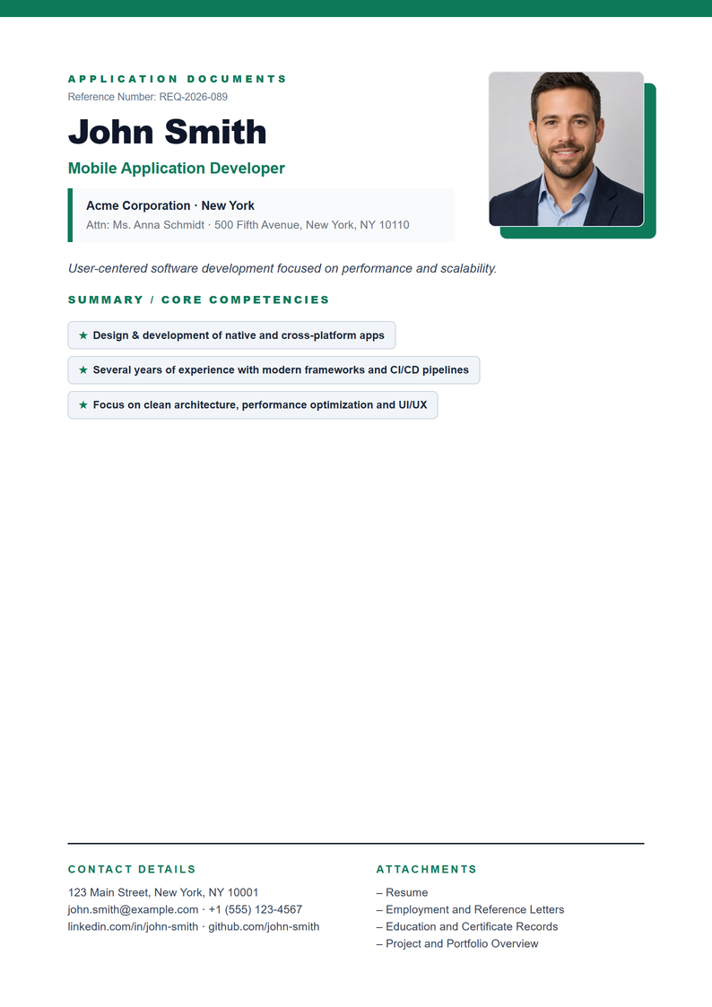 Cover page template Creative for your US application