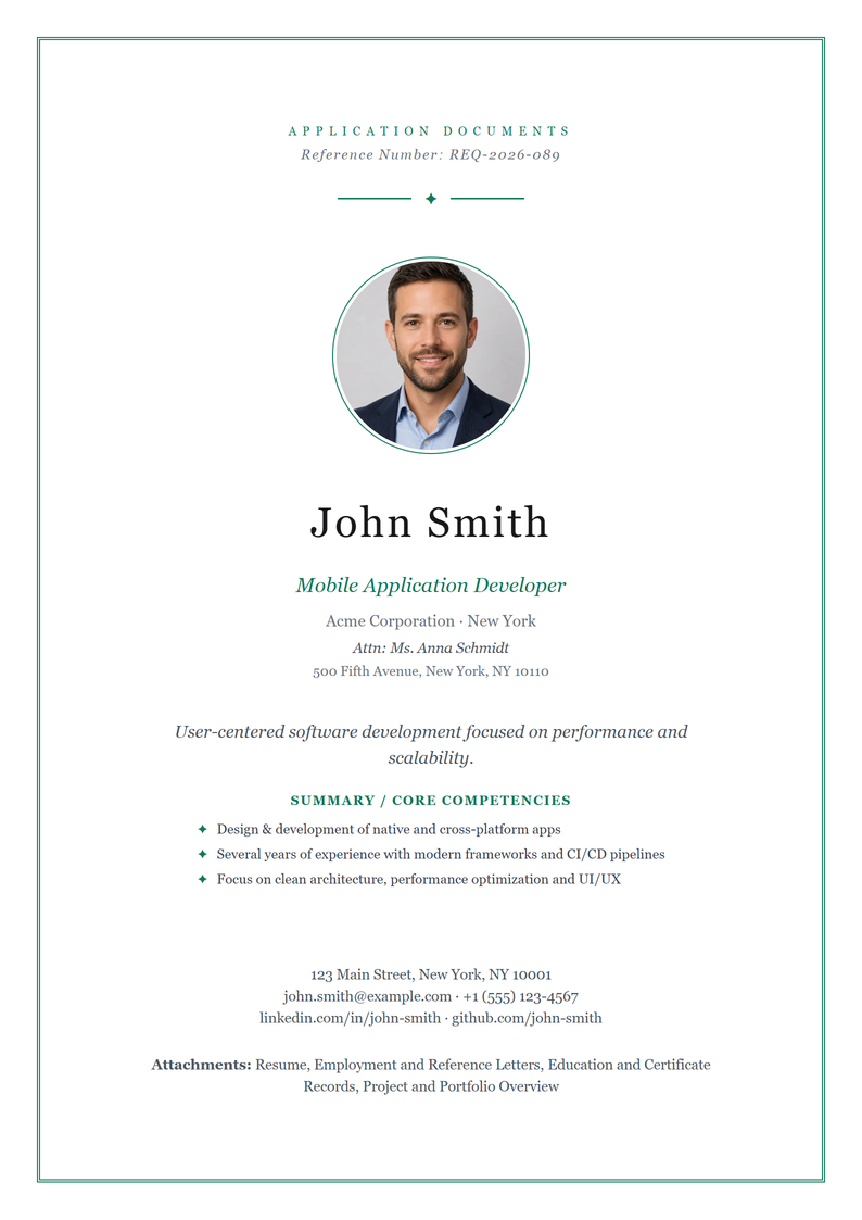 Cover page template Elegant for your US application