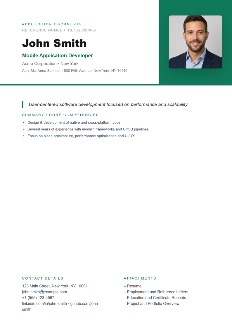 Cover page template Modern for your US application