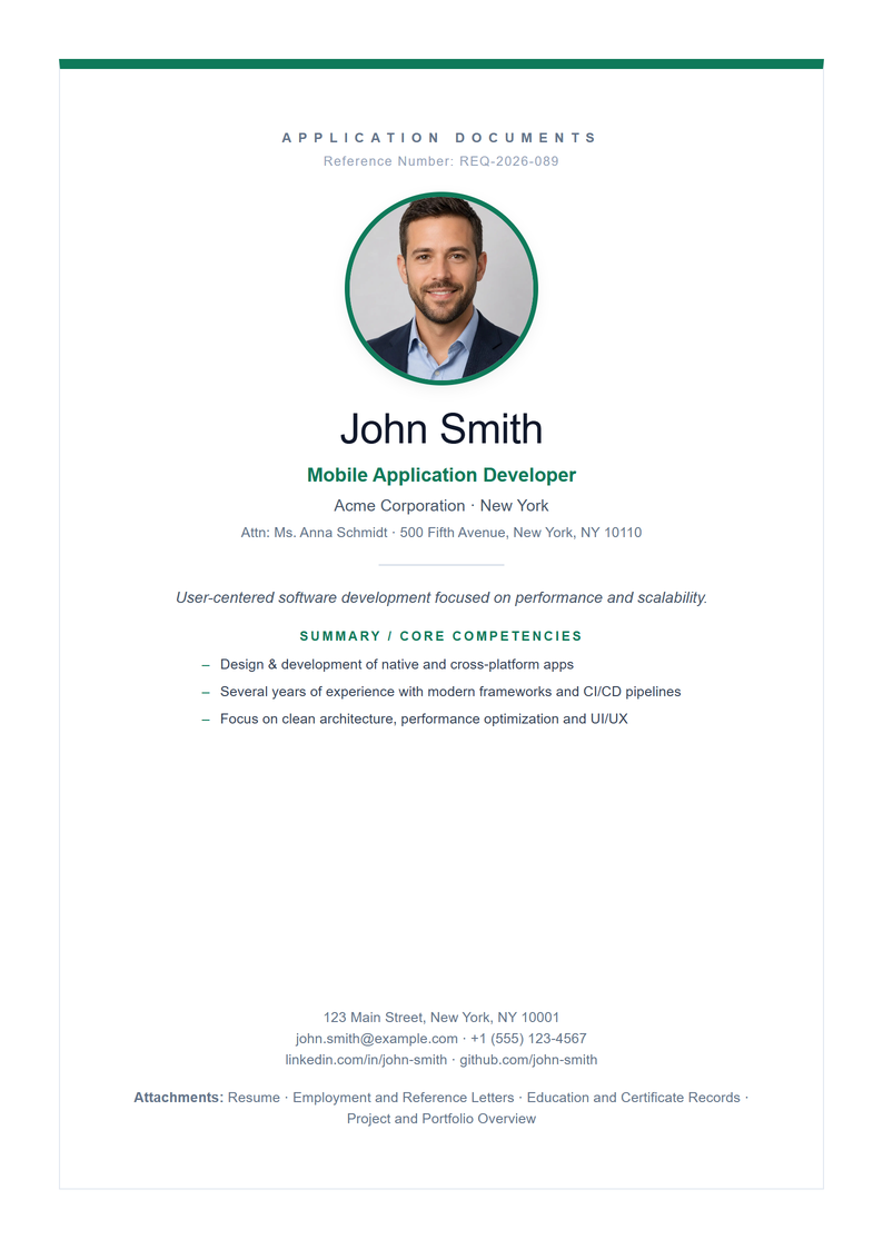 Cover page template Nordic for your US application