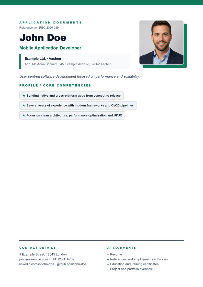 Cover page template Creative for your job application