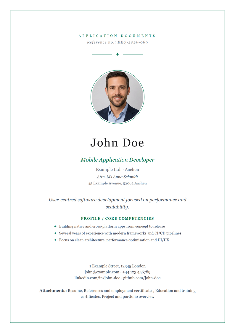 Cover page template Elegant for your job application