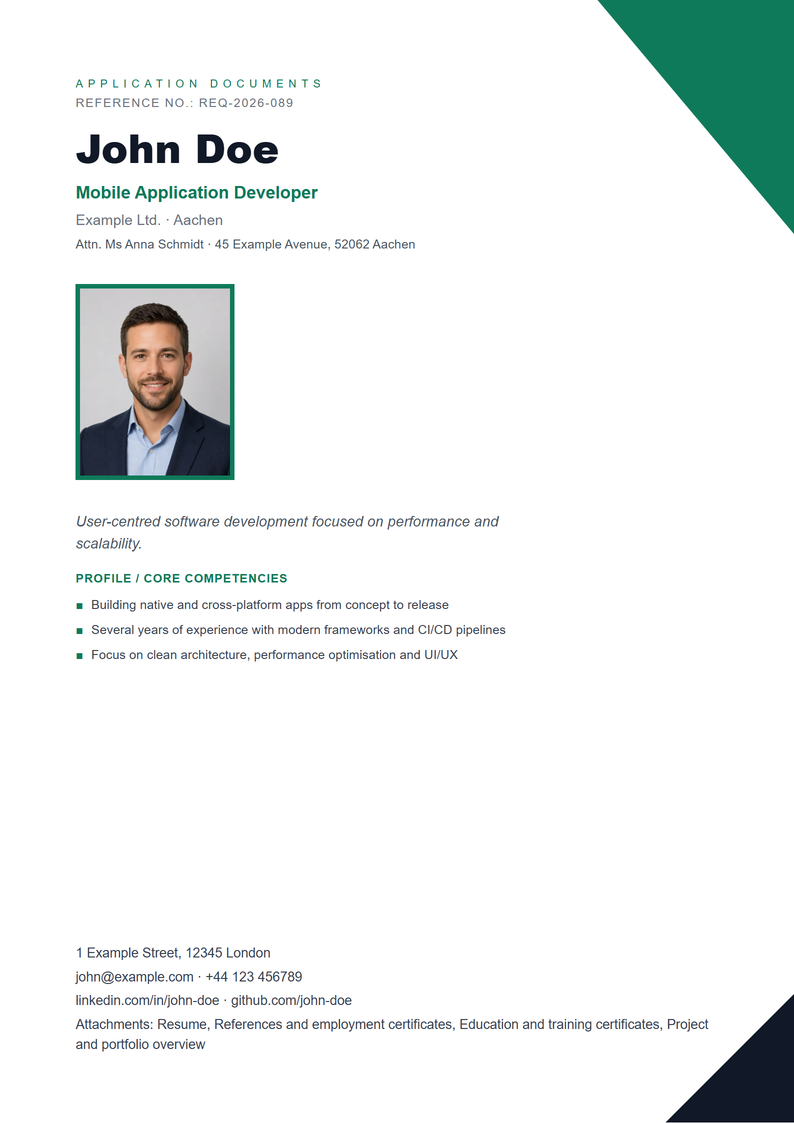 Cover page template Geometric for your job application
