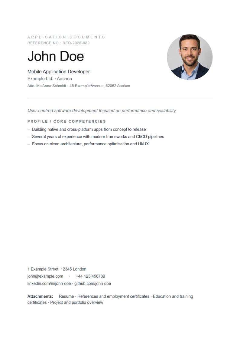 Cover page template Minimal for your job application