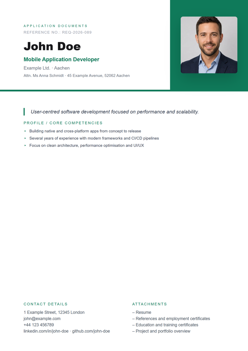 Cover page template Modern for your job application