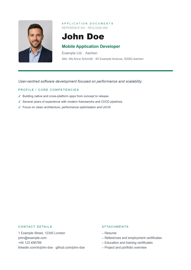 Cover page template Professional for your job application