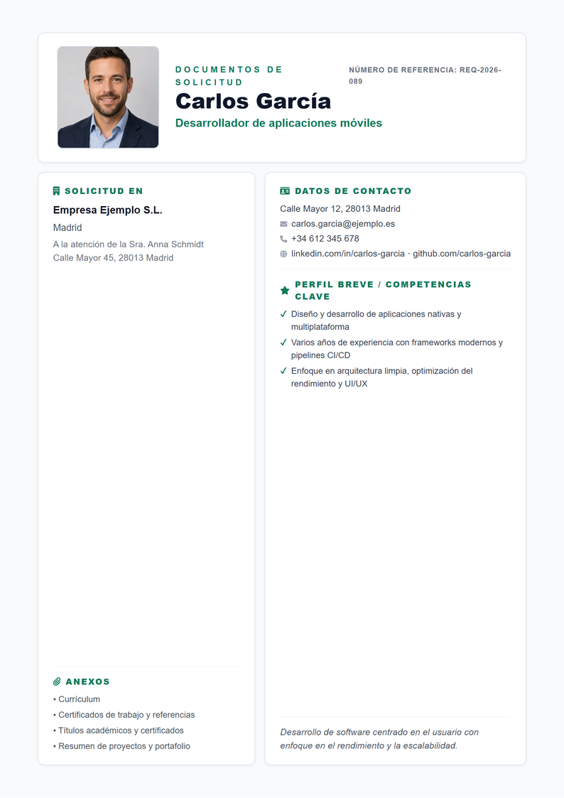 Plantilla de portada Compact para la candidatura