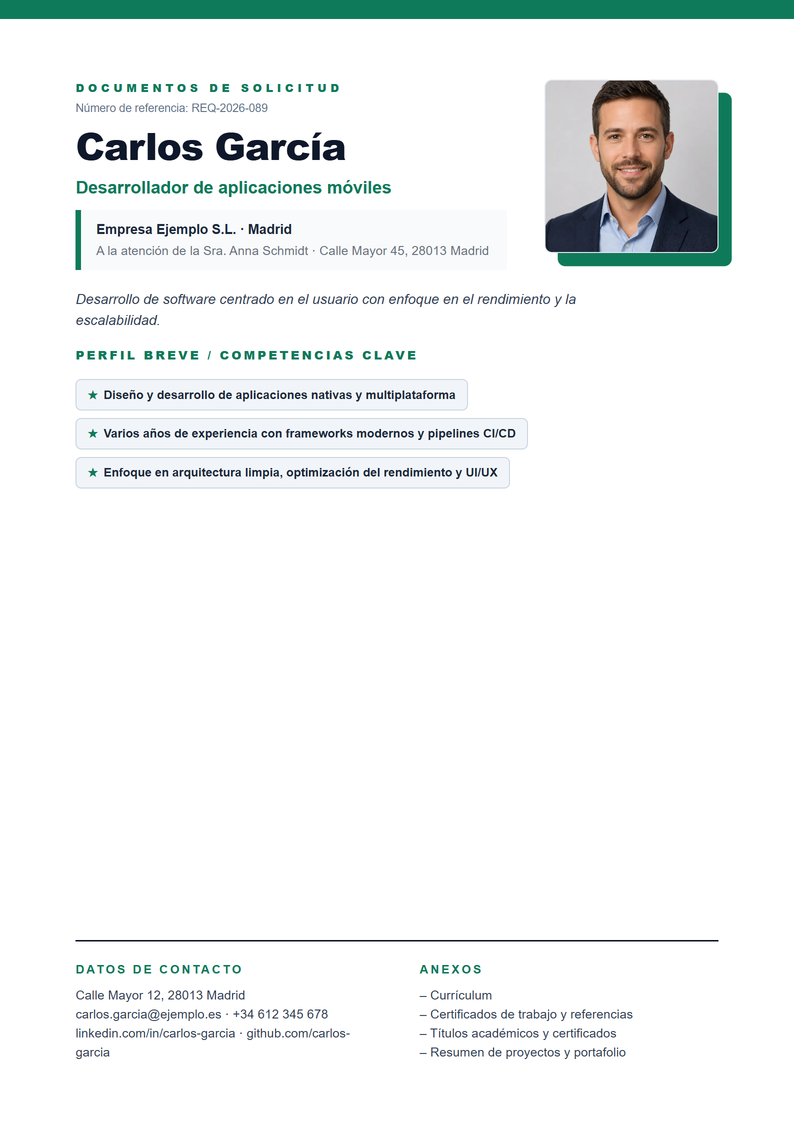Plantilla de portada Creative para la candidatura