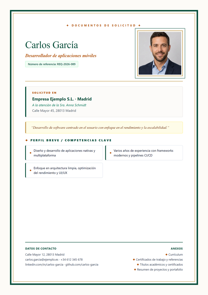 Plantilla de portada Prestige para la candidatura