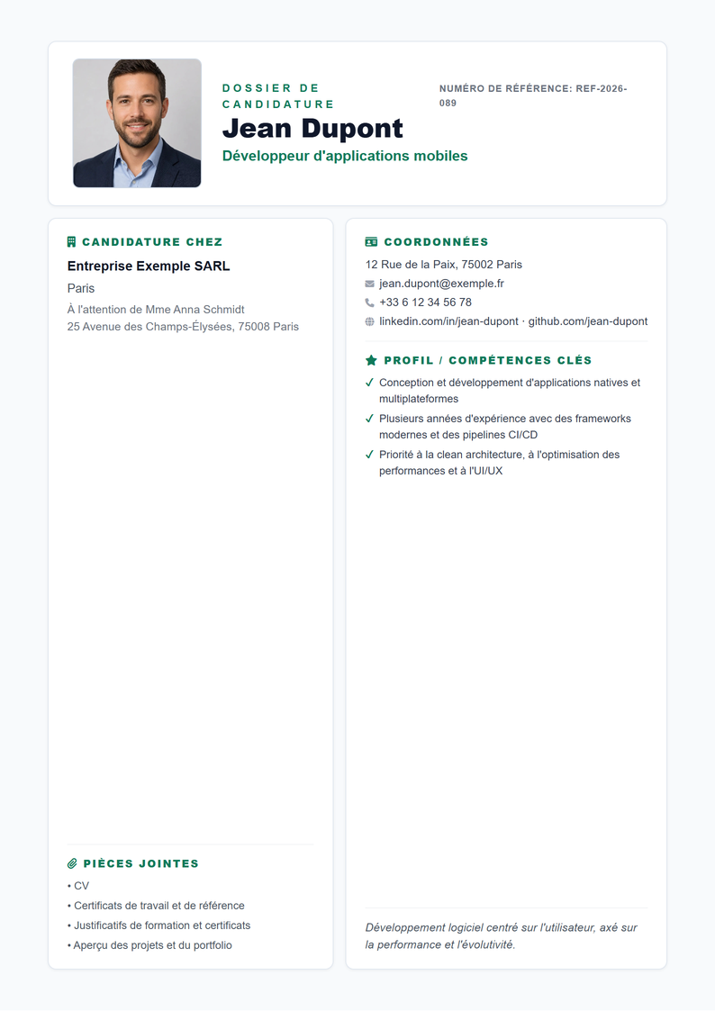 Modèle de page de garde Compact pour candidature