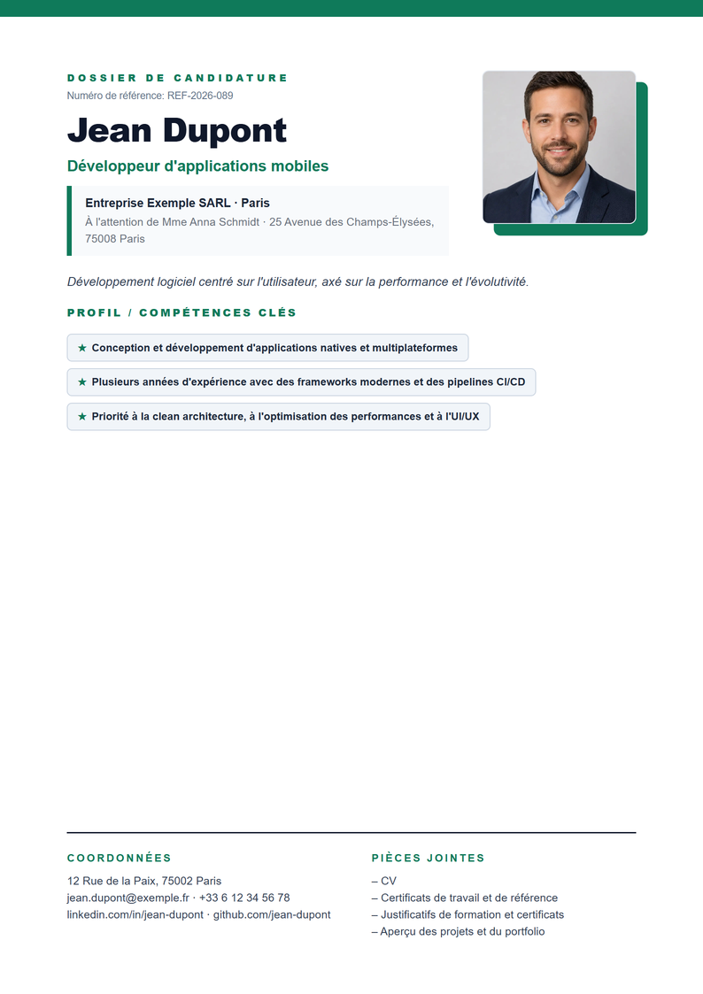 Modèle de page de garde Creative pour candidature