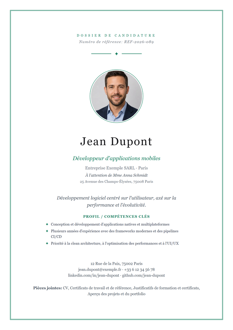 Modèle de page de garde Elegant pour candidature