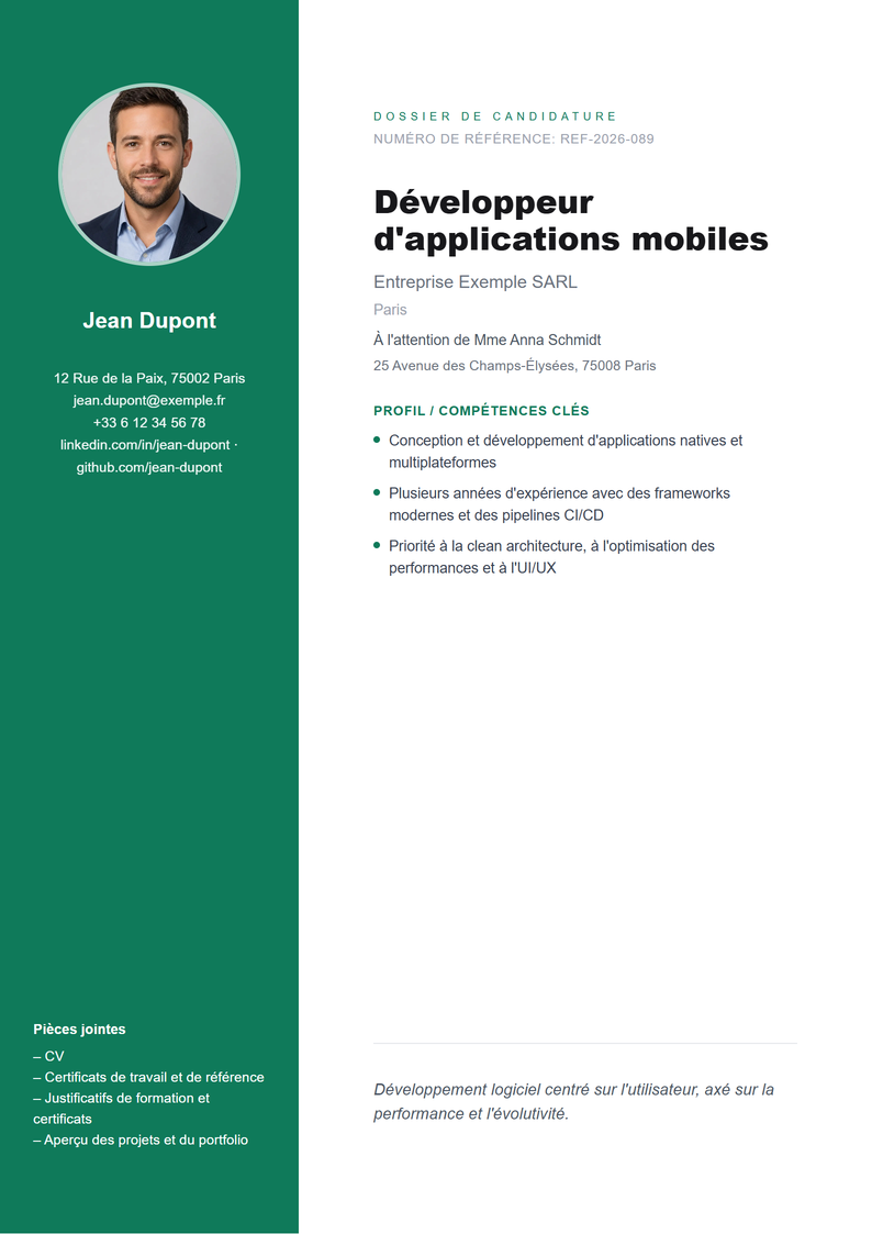 Modèle de page de garde Sidebar pour candidature