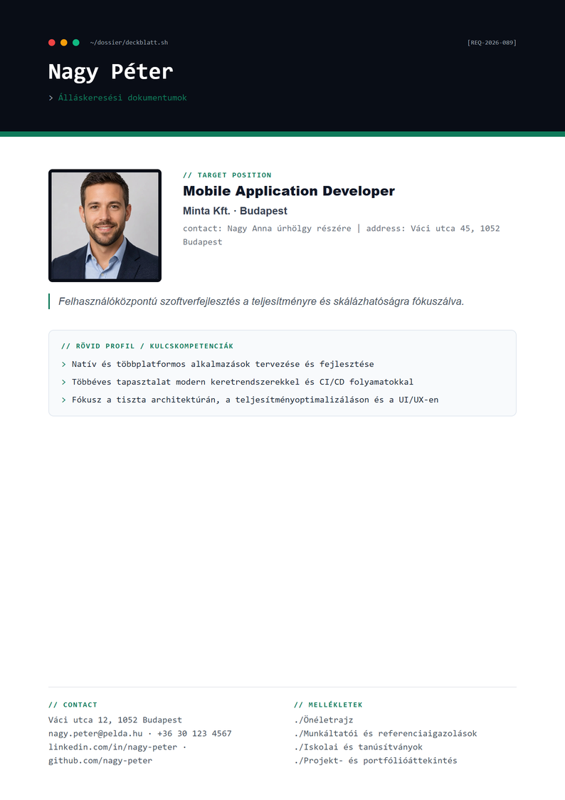 Fedőlap sablon Tech álláspályázathoz
