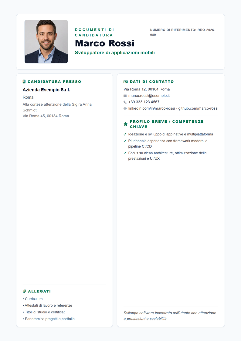 Modello di copertina Compact per la candidatura
