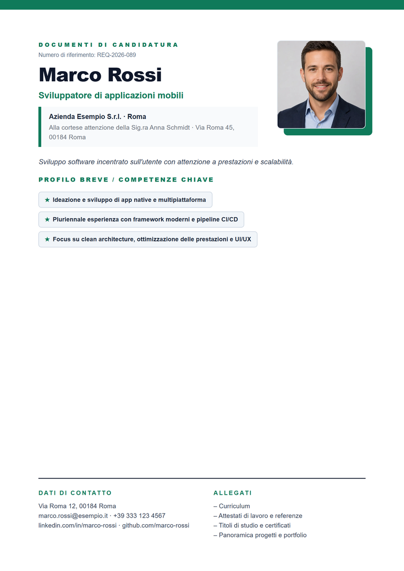 Modello di copertina Creative per la candidatura
