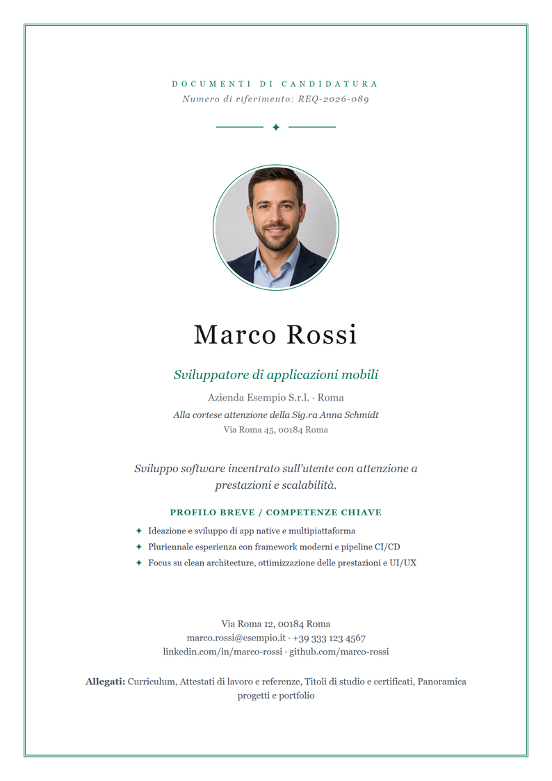 Modello di copertina Elegant per la candidatura