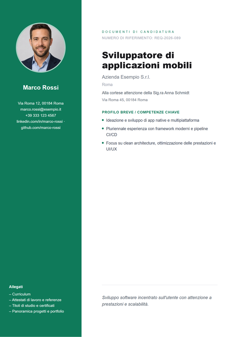 Modello di copertina Sidebar per la candidatura