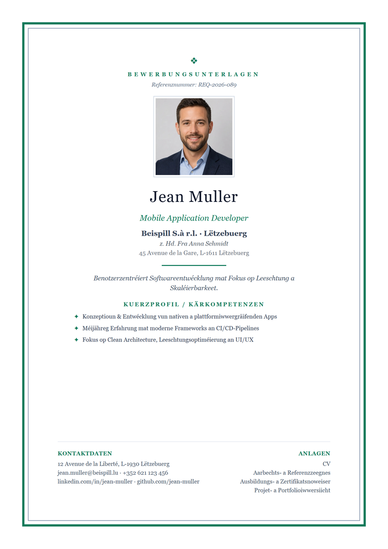 Deckblatt-Schabloun Academic fir d’Bewerbung