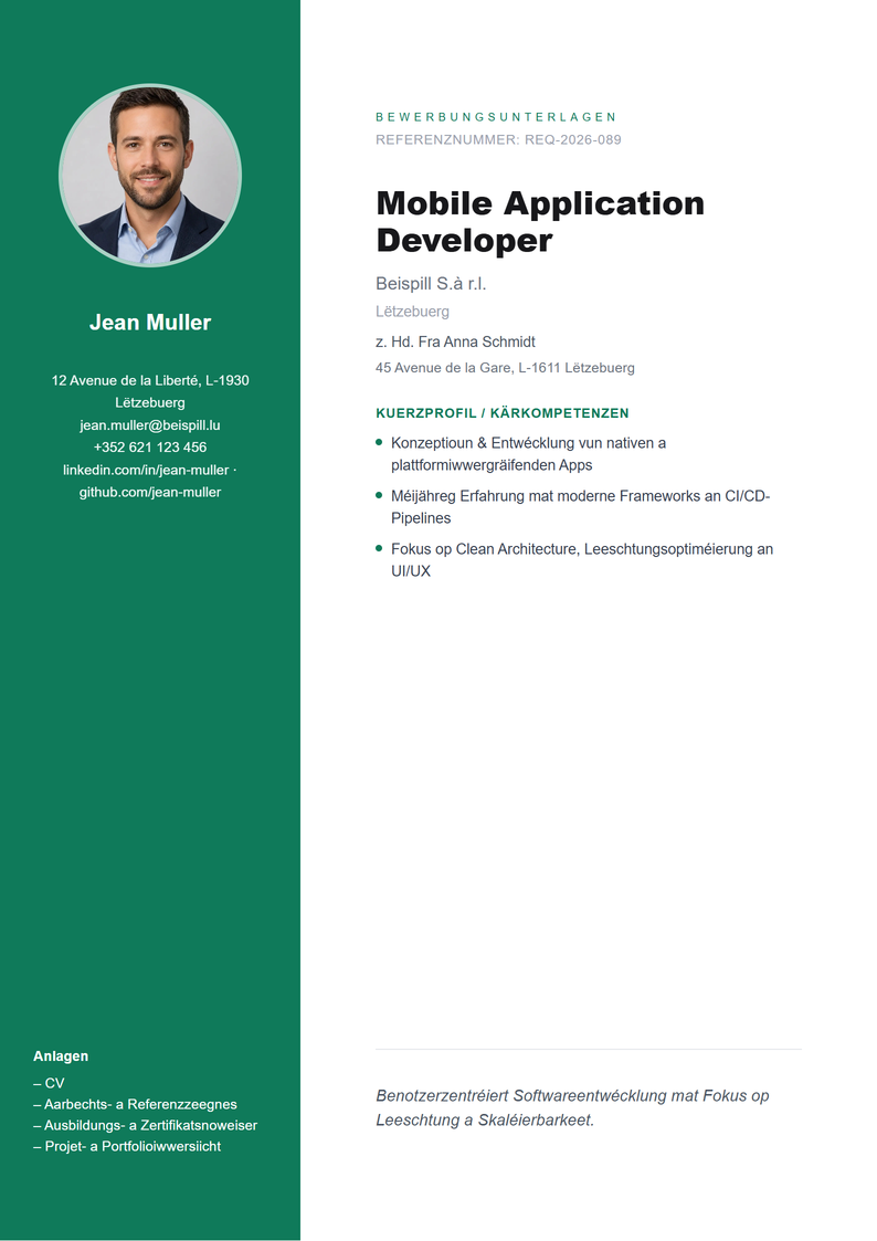 Deckblatt-Schabloun Sidebar fir d’Bewerbung