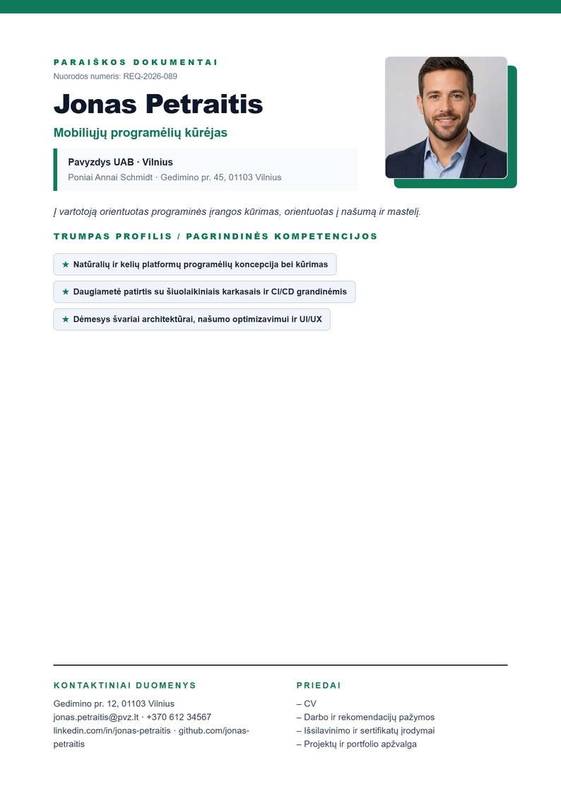 Titulinio lapo šablonas Creative prašymui