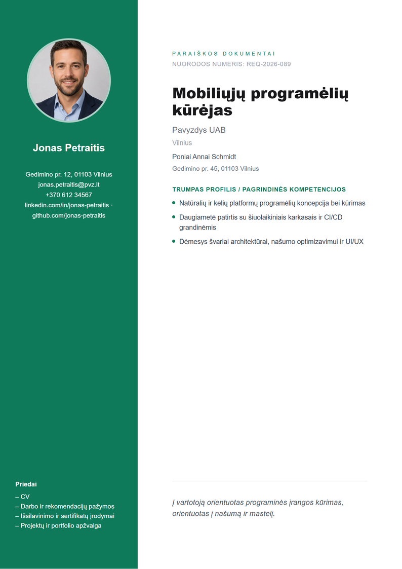 Titulinio lapo šablonas Sidebar prašymui