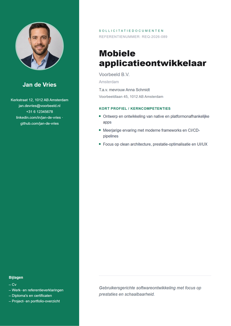 Sjabloon voorblad Sidebar voor je sollicitatie