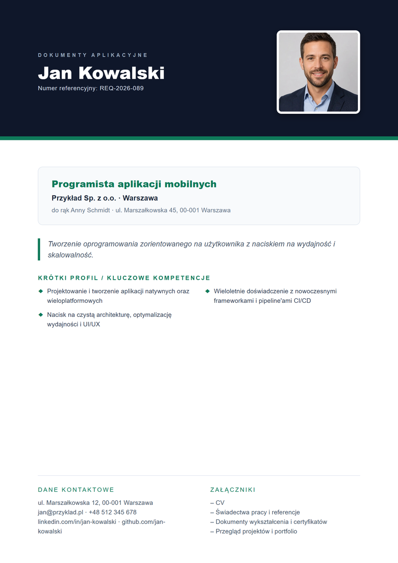 Szablon strony tytułowej Executive do podania o pracę