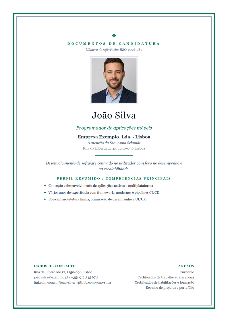 Modelo de capa Academic para candidatura