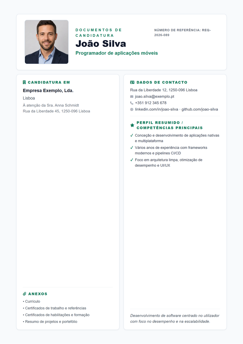Modelo de capa Compact para candidatura