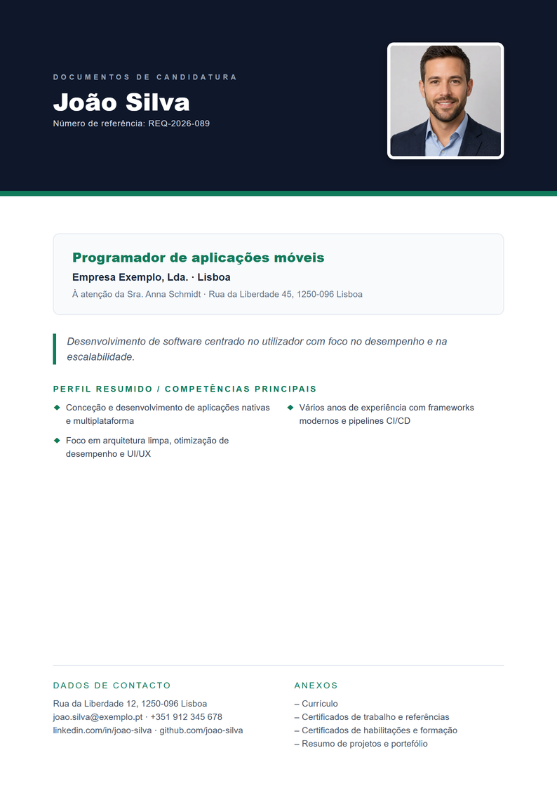 Modelo de capa Executive para candidatura