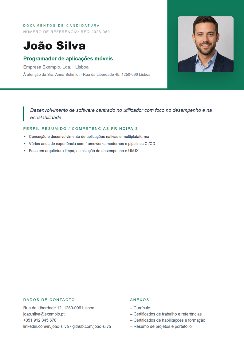 Modelo de capa Modern para candidatura