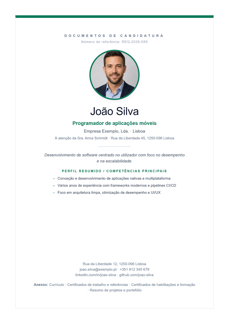 Modelo de capa Nordic para candidatura