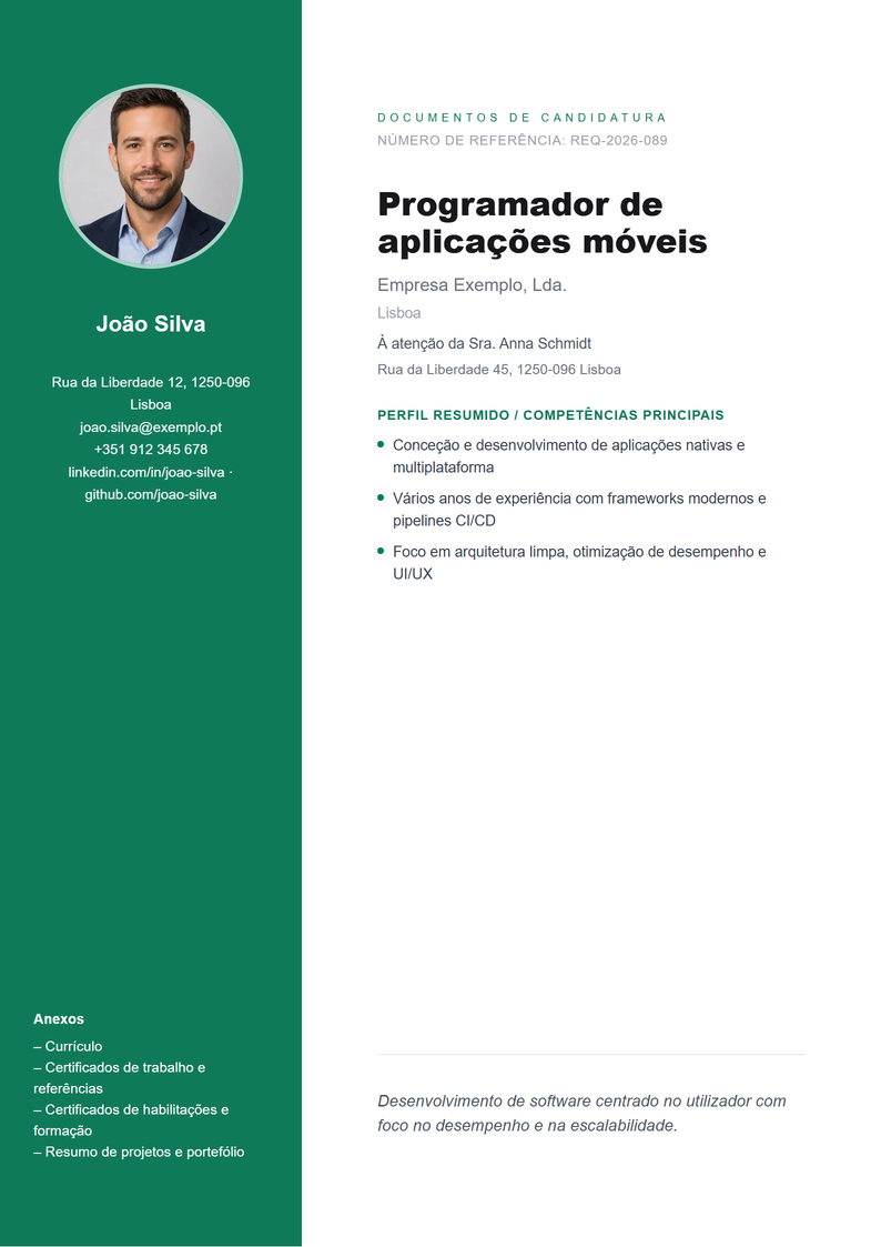 Modelo de capa Sidebar para candidatura