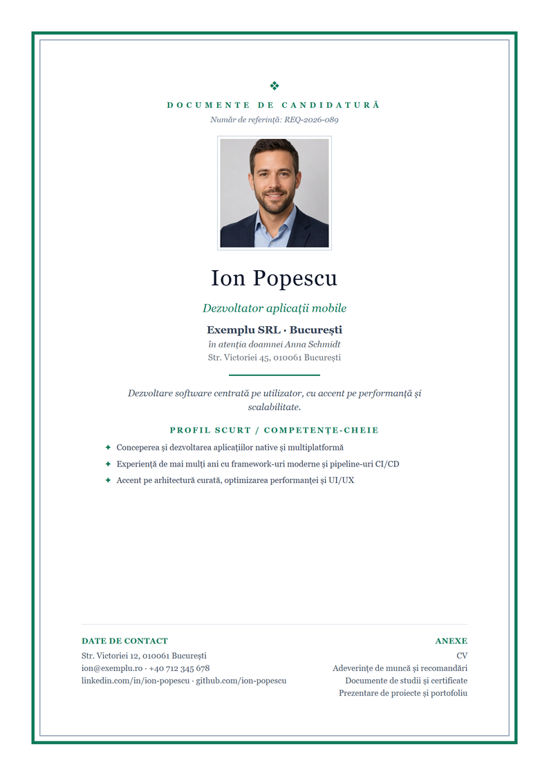 Șablon de copertă Academic pentru candidatură