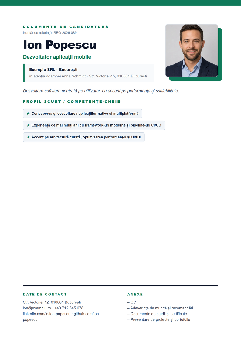 Șablon de copertă Creative pentru candidatură