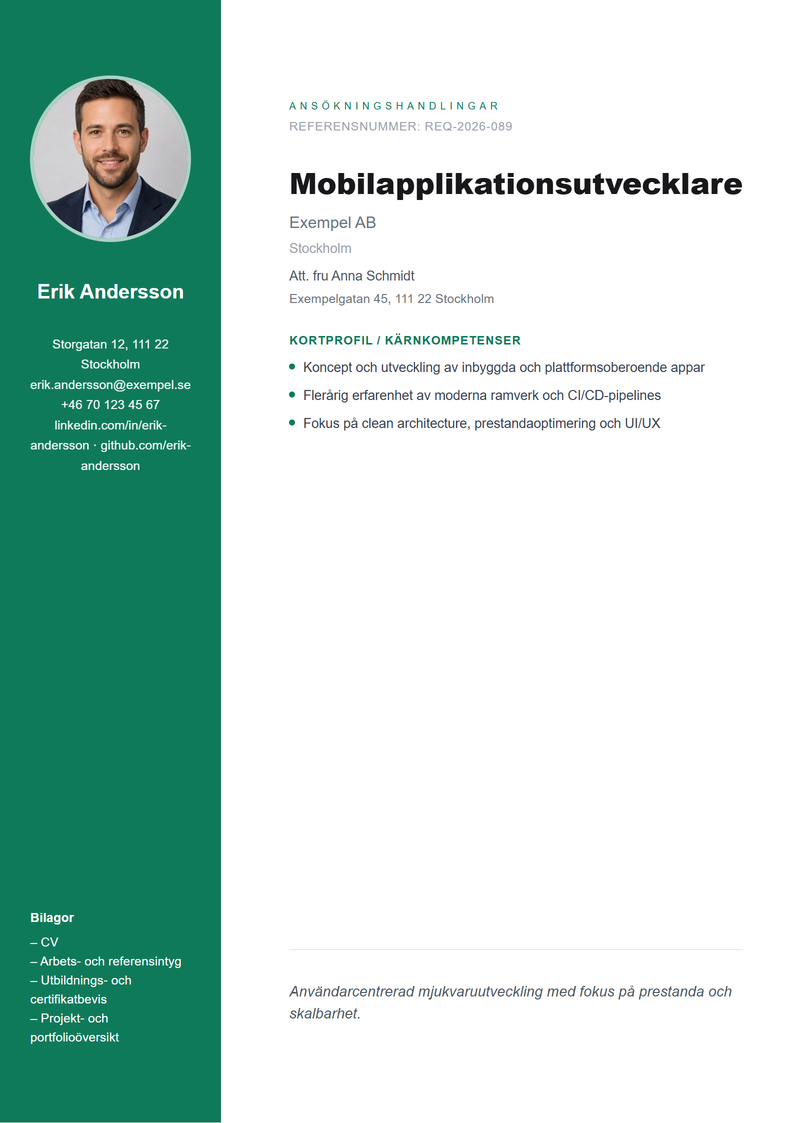 Mall för omslagsblad Sidebar för jobbansökan