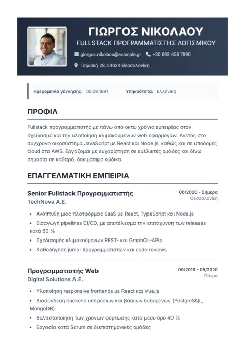 Lebenslauf-Vorlage Profplus