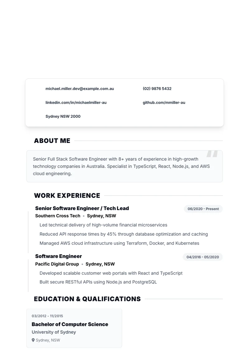 CV template Bold – sample compliant with DIN 5008