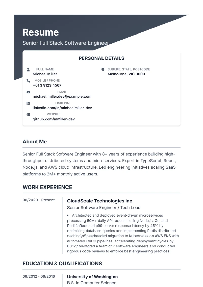 CV template Diagonal – sample compliant with DIN 5008