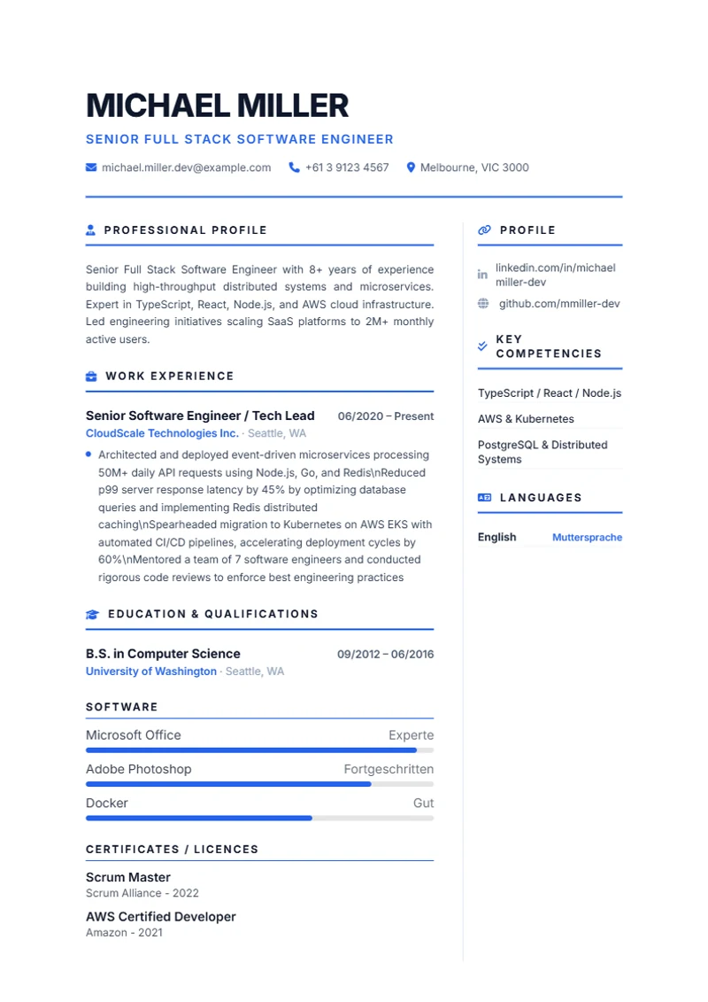 CV template Formal – sample compliant with DIN 5008