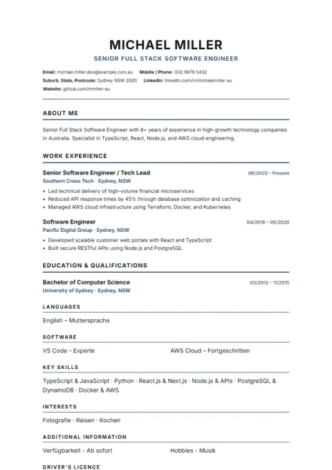 CV Template American Modern